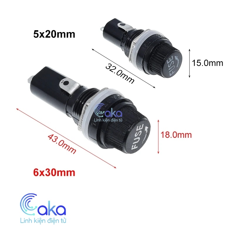 Vỏ bảo vệ cầu chì kính 5x20mm/6x30mm (KHÔNG BAO GỒM CẦU CHÌ)