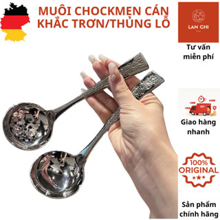 Muôi CHOCKMEN tròn cán khắc, muôi múc canh, muôi thủng ăn lẩu, muỗng inox, thìa canh, thìa thủng lỗ
