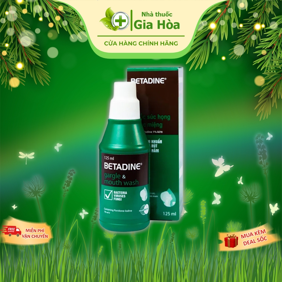 BETADINE Gargle & Mouth Wash 125ml - Nước súc miệng, họng vệ sinh răng miệng trước và sau phẩu thuật