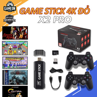 Máy chơi game cầm tay game stick 4k đỏ X2 Pro 64/128GB HDMI, máy chơi game kết nối tivi, điện tử 4 nút PS1/PSP/NES