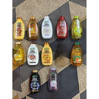 Dầu gội Garnier Ultra Doux đa dạng mùi hương Pháp 300ml - Nuôi dưỡng và phục hồi tóc hư tổn