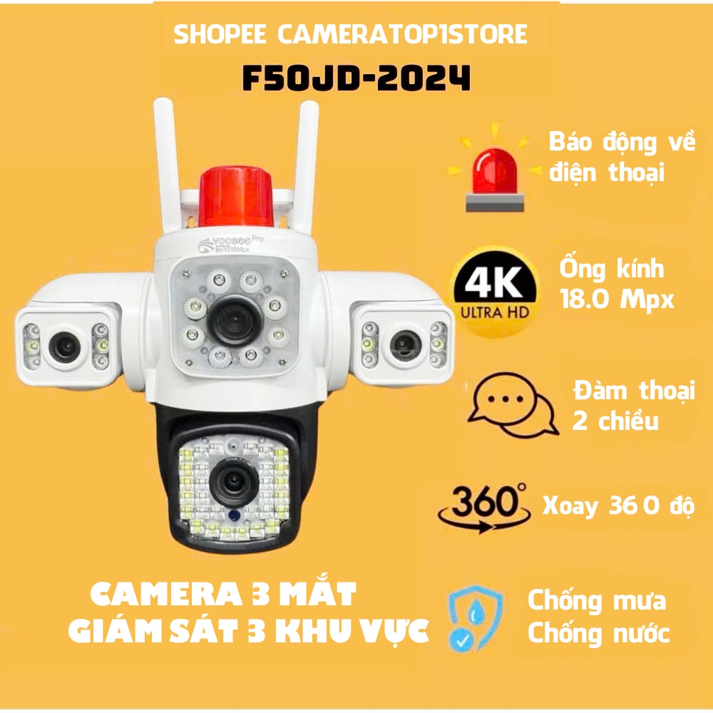 Camera YooSee Ngoài Trời 2 mắt / 3 mắt - Góc nhìn rộng siêu nét - xem đêm có màu - xoay 360