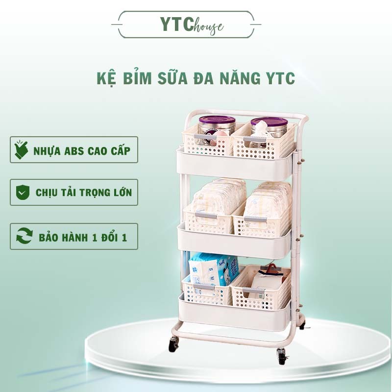 Xe Đẩy Spa YTC 3 Tầng Kệ Bỉm Sữa Có Bánh Xe