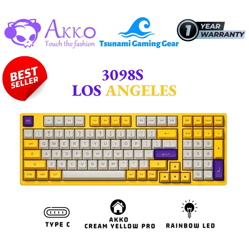 Bàn phím cơ AKKO 3098s Los Angeles (PBT Double Shot/ Rainbow LED/ ASA profile)
