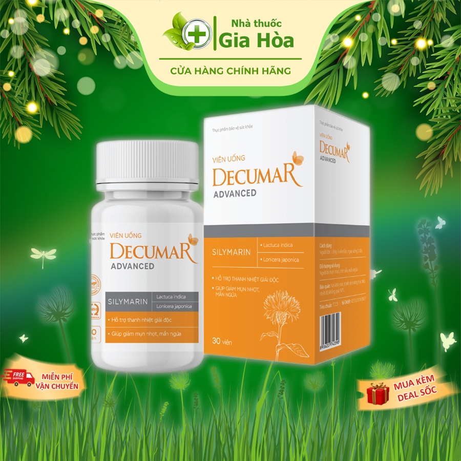 [CHÍNH HÃNG] Viên uống thảo dược Decumar Advanced ngừa mụn, giảm nhờn, dầu, da khỏe, sáng mịn [dercu