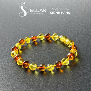  Vòng Tay Lắc Chân Hổ Phách Vàng Nâu Stellar Amber Cho Bé Hổ Phách Thiên Nhiên Bình An Sức Khoẻ. 