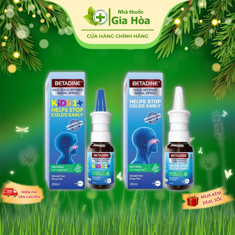 Dung dịch xịt mũi BETADINE Cold Defence Nasal Spray ngừa cảm cúm cho người lớn và trẻ em - Chai 20ml