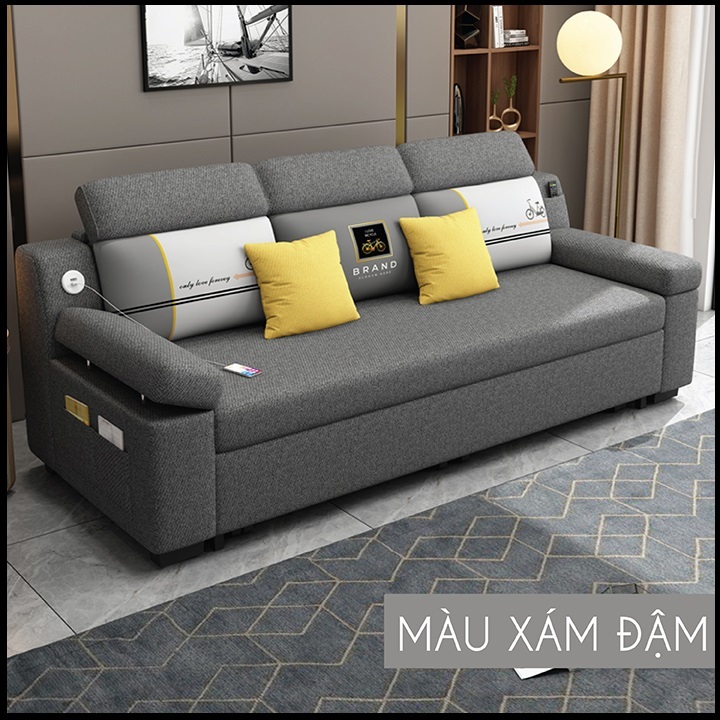 Giường Ngủ Sofa Gấp Gọn Thành Ghế Sofa. Nệm Cao Su. Giường Sofa Vải Lanh Cao Cấp Có Ngăn Chứa Đồ, Cổng Sạc USB. | BigBuy360 - bigbuy360.vn