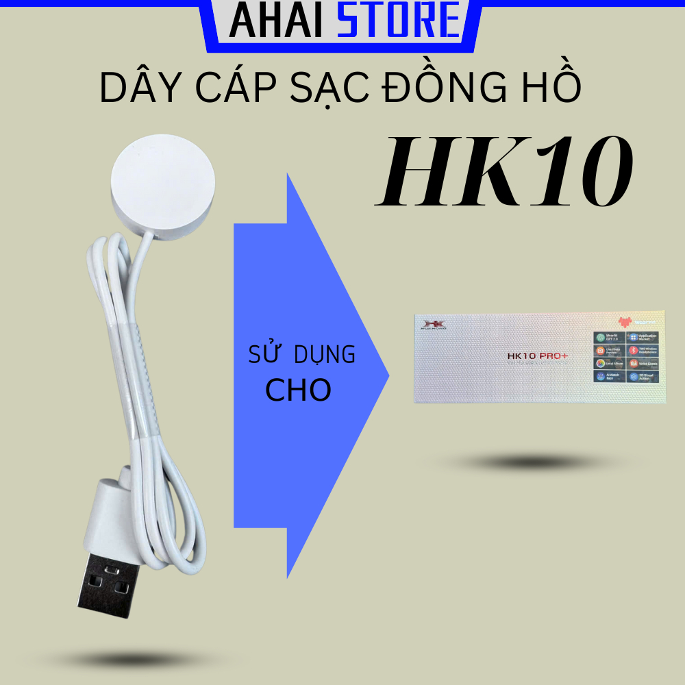 Dây cáp sạc đồng hồ HK10 PROMAX kết nối bluetooth sạc nhanh ổn định không nóng máy AHAI STORE