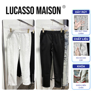[ Hight Quality N2D2KLCS1 ] - QUẦN NỈ 2 DA ỐNG SUÔNG LUCASSO MAISON HỌA TIẾT PHỐI 2 KHÓA dày dặn cao cấp unisex NAM NỮ S