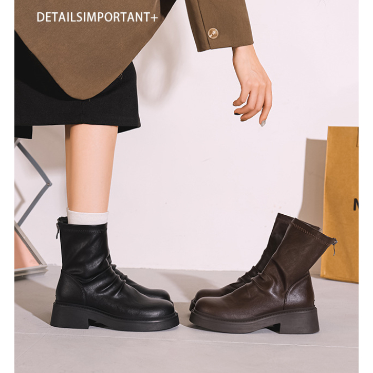 Boot nữ phối dây kéo Big size _Hàng có sẵn (size 40-43)