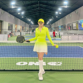 [PICKLEBALL] Bộ tập thể thao nữ, bộ tập áo dài tay mix với chân váy chuyên tập pickleball, tennis, cầu lông, zumba