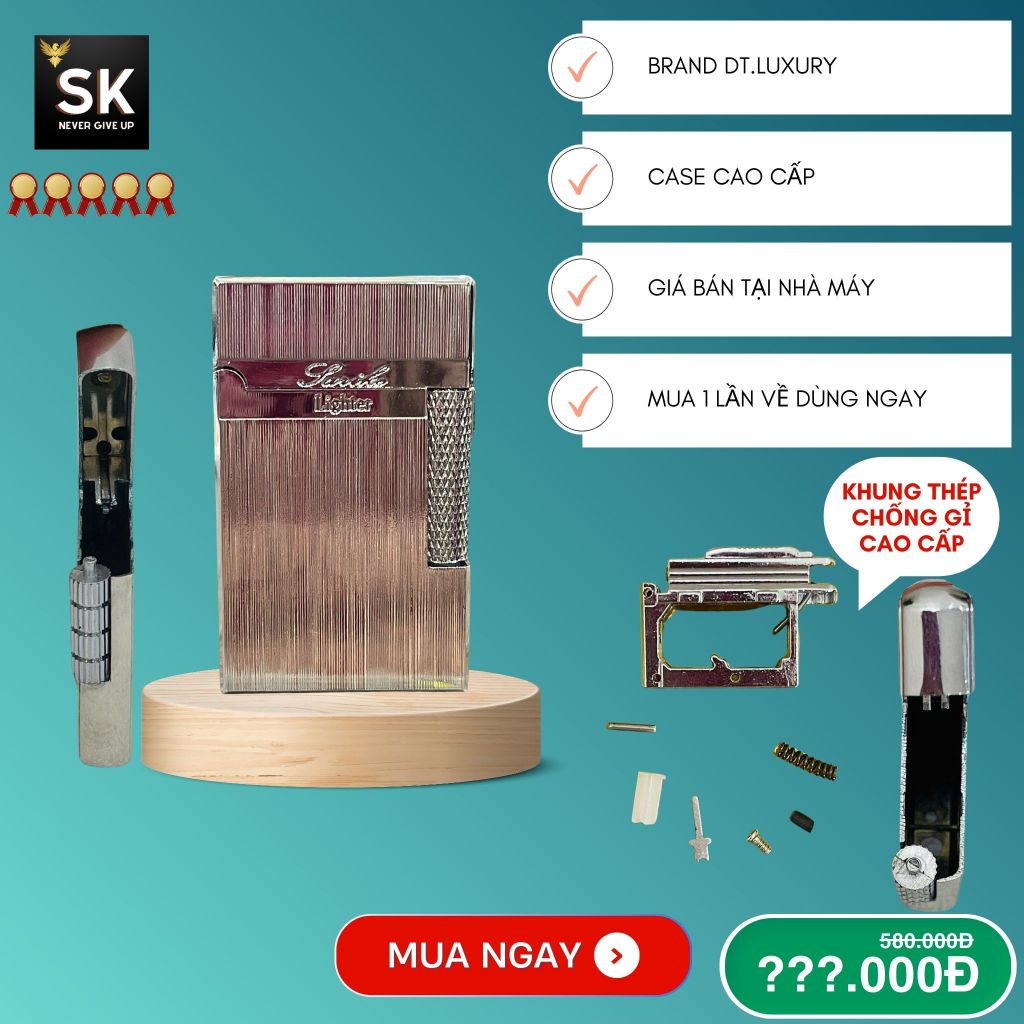 Case Dupont 2 chế độ Bạc xước Cao cấp, Đẹp, Độc, Giá rẻ Chất liệu Đồng Thau (Không Bao Gồm Nhiên Liệ