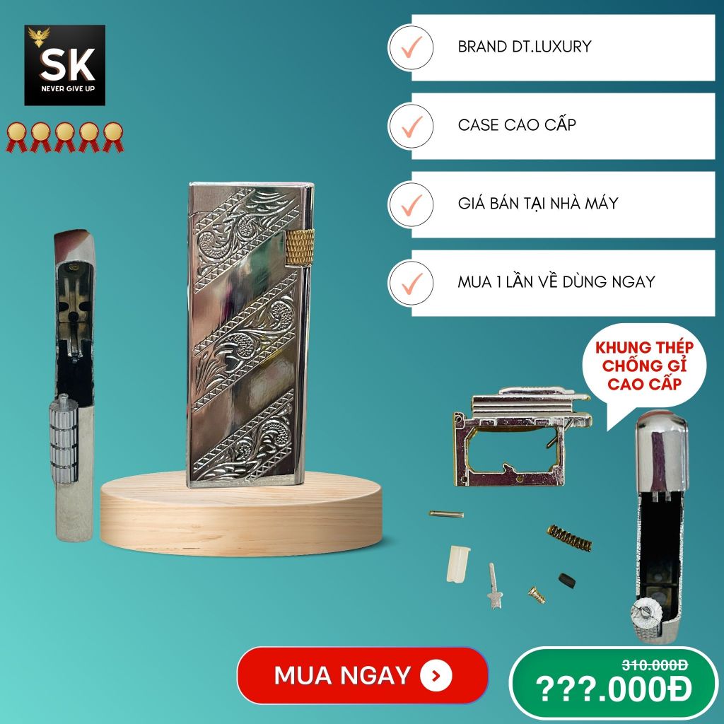 Case Dupont, Slim bạc Cao cấp, Đẹp, Độc, Giá rẻ Chất liệu Đồng Thau (Không Bao Gồm Nhiên Liệu)