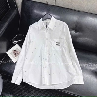 Áo Sơ Mi In Túi Ngực Mi Đính Kim Cương ❤ Somi Nữ Chất Cotton Dày Dặn NA98