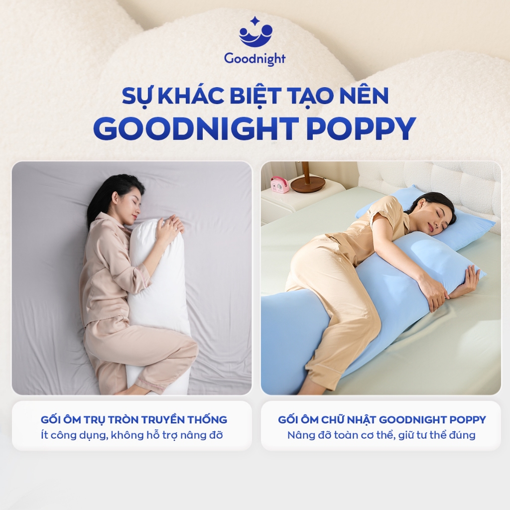 [ĐƠN 500K TẶNG VỎ GỐI]Combo vỏ gối ôm và ruột gối ôm lạnh Goodnight Poppy 45x120cm, Vỏ Gối Ôm Thun Lạnh, Vỏ gối lạnh | BigBuy360 - bigbuy360.vn