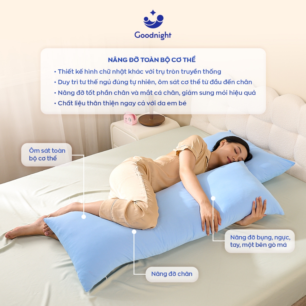 [ĐƠN 500K TẶNG VỎ GỐI]Combo vỏ gối ôm và ruột gối ôm lạnh Goodnight Poppy 45x120cm, Vỏ Gối Ôm Thun Lạnh, Vỏ gối lạnh | BigBuy360 - bigbuy360.vn