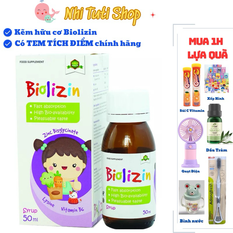 Biolizin Kẽm Hữu Cơ Lysine B6 Giúp Bé Ăn Ngon Tăng Đề Kháng Bổ Sung Kẽm Chai 50ml