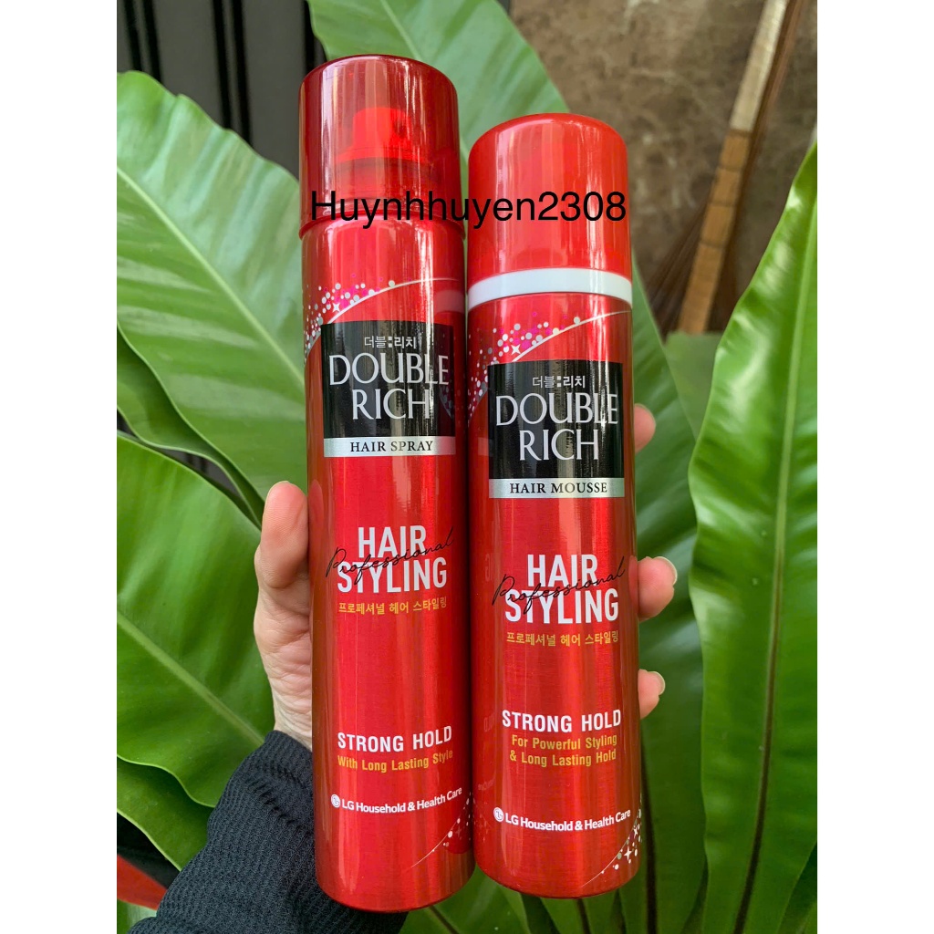 [Chính Hãng_2 Loại] Keo, Mousse xịt giữ nếp tóc Double Rich Hair Spray_170ml.