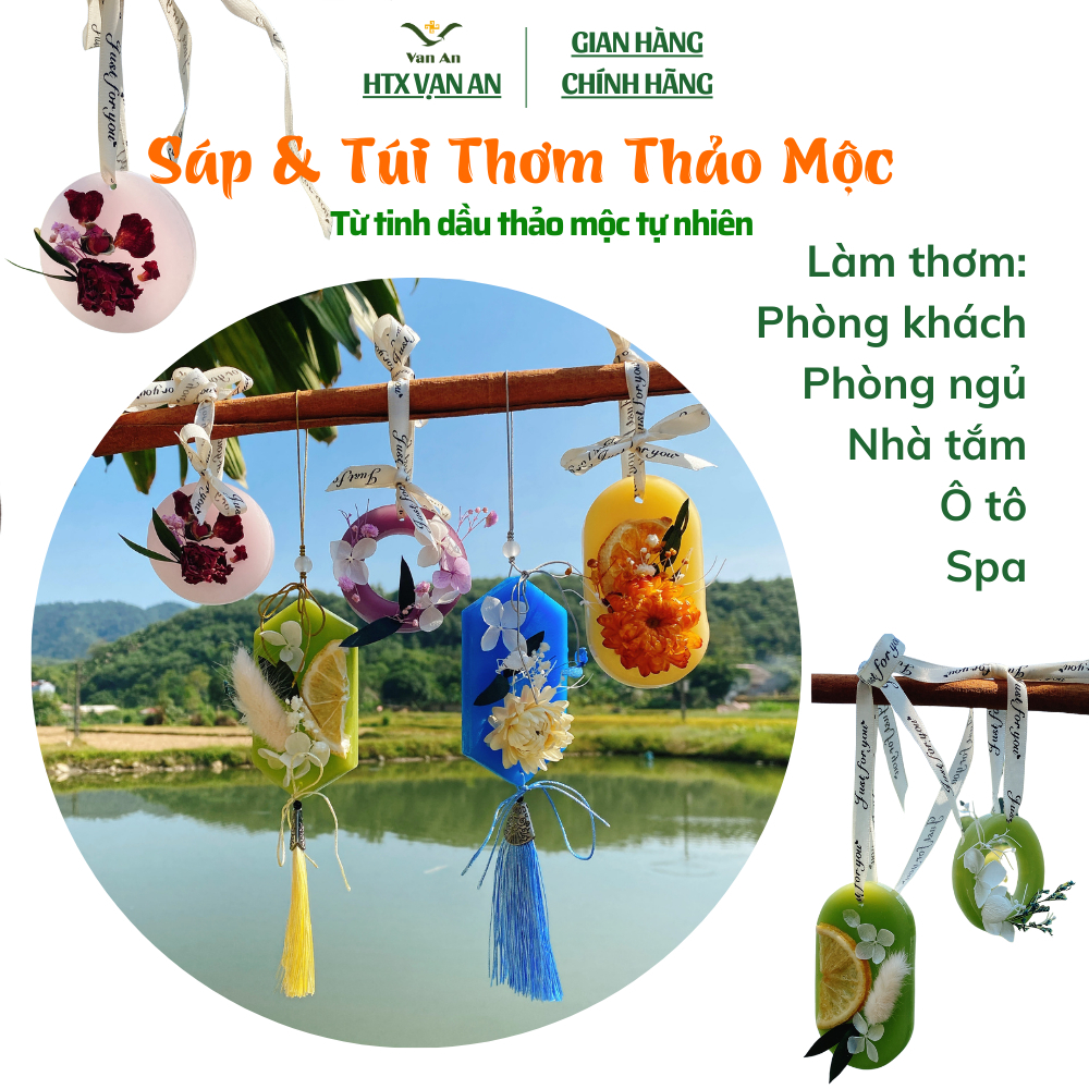 Sáp thơm phòng thảo mộc và túi thơm hoa khô tự nhiên khử mùi tủ quần áo phòng xe hơi nhà tắm