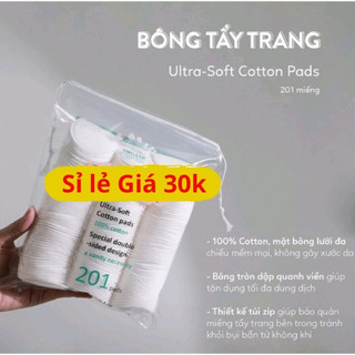   Combo3  Bông tẩy trang LM 201 miếng 100% cotton tự nhiên mềm mịn zai 