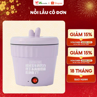 Nồi Lẩu Cô Đơn 0,8L, Ca Nấu Mì Chống Dính - Nồi Lẩu Điện Mini, Ca Mỳ Đa Năng Cooking Poot