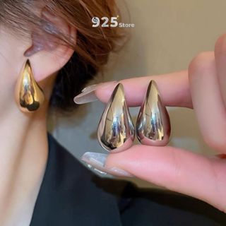 Bông Tai Hình Giọt Nước Mạ Vàng Bạc Sang Trọng BTGN01