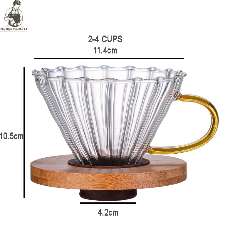 Phễu Gỗ Có Tay Cầm Pha Cà Phê V60