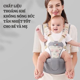  Địu Em Bé Ngồi Trợ Lực Vải Lưới 4D Thoáng Mát – 5 Điểm Đai 4 Tư Thế An Toàn Cho Bé 