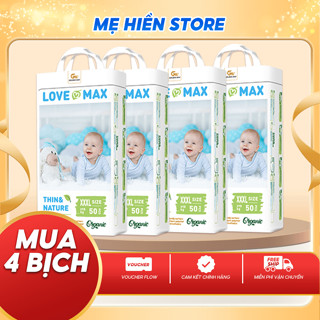   Combo 4 Bịch  Tã Bỉm Love Max Chính Hãng Bỉm Dán Quần Organic Siêu Tiết Kiệm Cho Bé Đủ Size 