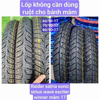 Lốp 60 / 70 / 80 không dùng ruột mâm 17 cho xe raider satria sonic sirius đi bánh mâm mâm đồ chơi exciter winer