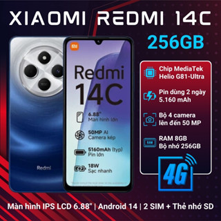 Điện Thoại Xiaomi Redmi 14C 8GB/256GB CHÍNH HÃNG - Máy Mới 100% Full Box Nguyên Seal, Bảo Hành 1 Năm