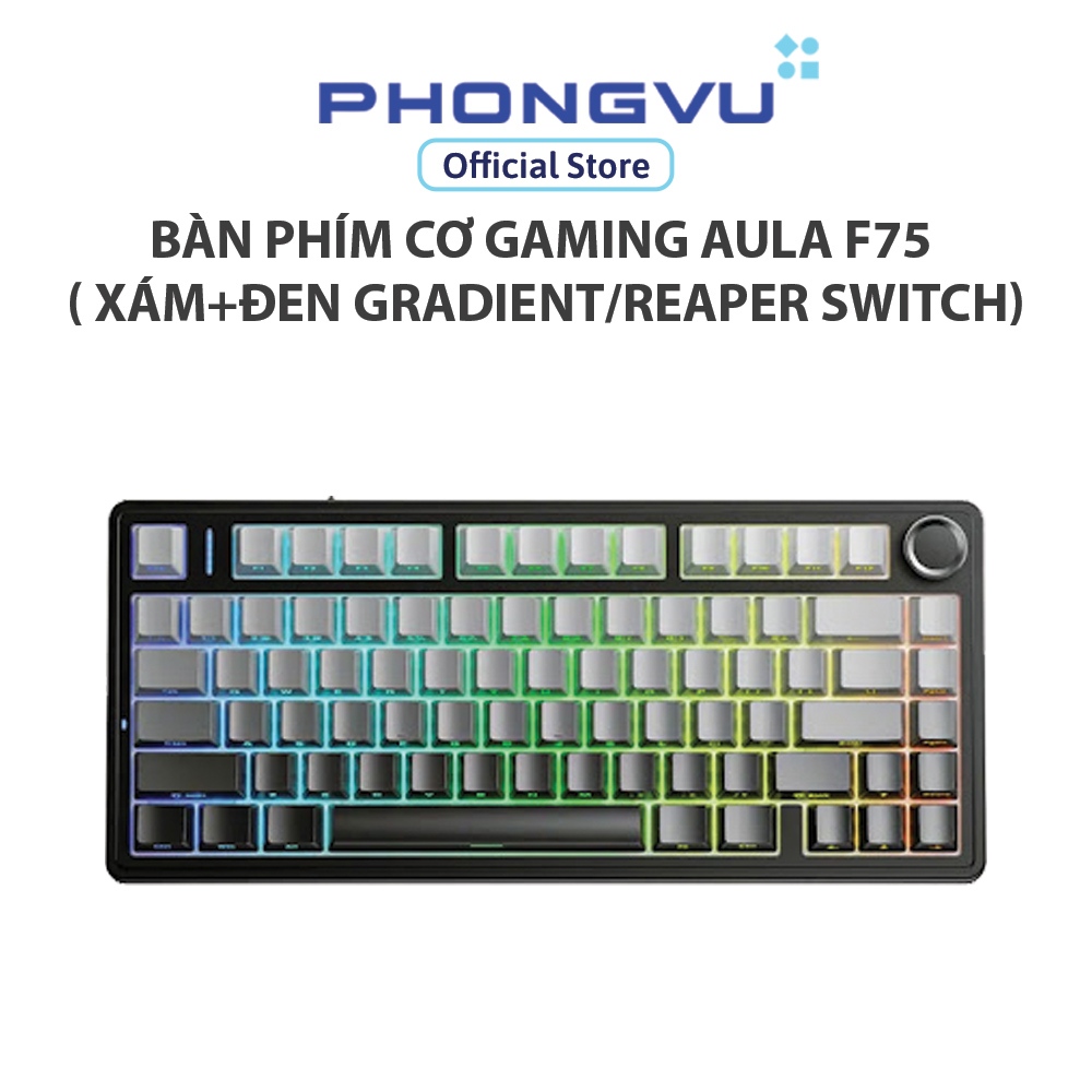 Bàn Phím Cơ Gaming không dây AULA F75 ( Xám+đen gradient/Reaper switch) - Bảo hành 24 tháng
