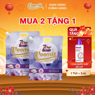  Combo 2 Túi Nước Giặt 3,6 Lít Veemill Hương Hoa Oải Hương và Hoa Hồng Thơm Lâu Quần Áo 
