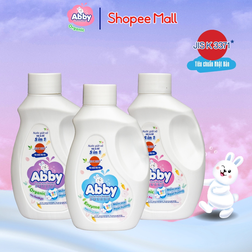Nước giặt xả 5in1 ABBY Organic 100ml thành phần Enzyme sạch sâu vết bẩn em bé mẹ bầu