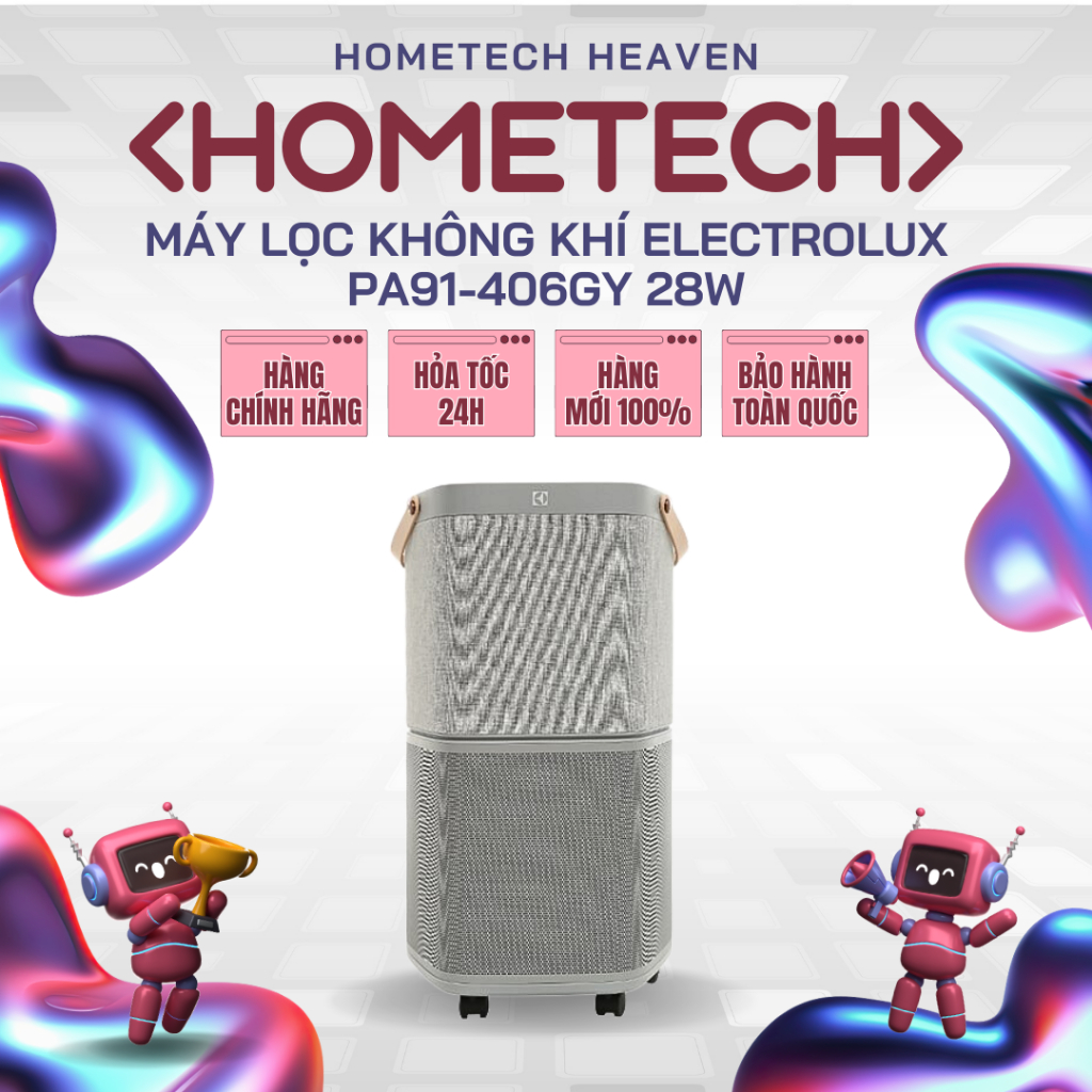 [GIAO LẮP MIỄN PHÍ] PA91-406GY - Máy lọc không khí Electrolux PA91-406GY 28W - Hàng Chính Hãng, Mới 