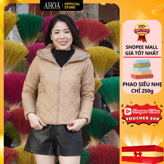 Áo Phao Nữ Có Mũ Dáng Ngắn AHOA Siêu Nhẹ, Áo Khoác Phao Mùa Đông Trung Niên Nữ Trần Trám Hàng Cao Cấp PSN02 Có Mũ