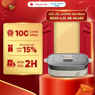 Nồi lẩu, nướng đa năng Bear 4,5L SB-NL45K - 2 lòng nồi nấu đa dạng