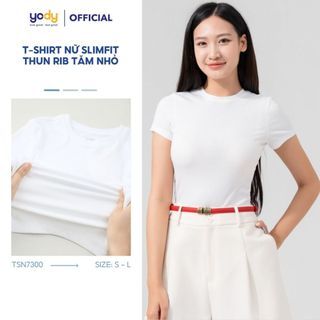 Áo phông tshirt nữ YODY thun tăm, form ôm, cổ tròn basic, thoáng mát, mềm mại TSN7300