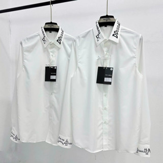 Áo sơ mi DG lụa cổ và tay dệt chữ monogram nhiều chữ D cực chất dành cho nam