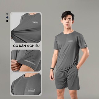  Đồ Bộ Thể Thao Nam Tập GYM Vận Động Thể Thao Vải Thun Thoáng Mát Thấm Hút Mồ Hôi Tốt Full size 45-95kg 