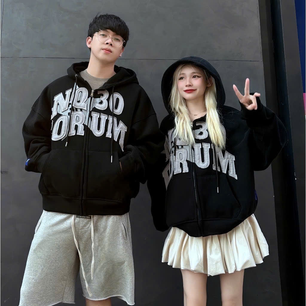Áo Hoodie Thêu Chữ NQ30 FORUM Zip Siêu Hot Thời Trang mới
