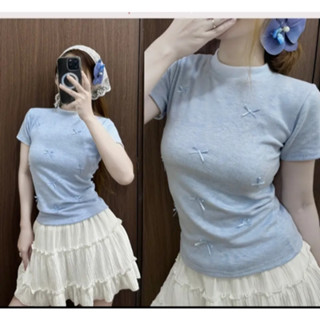 Áo Thun Nữ Babytee Gắn Nhiều Nơ Dáng Ôm Body Xinh Xắn Dễ Phối Đồ