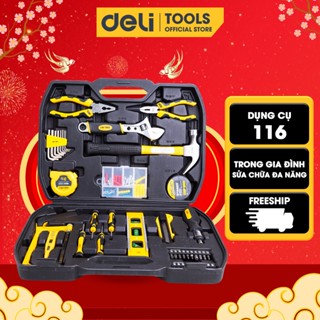 Bộ Dụng Cụ Sửa Chữa Đa Năng 116 Chi Tiết Deli Cao Cấp Chính Hãng - Sử Dụng Nhiều Mục Đích, An Toàn, TIện Lợi - DL5973