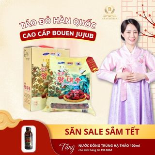  Táo đỏ Hàn Quốc cao cấp Bouen Jujub chứa nhiều vitamin C và E giúp đẹp da chống lão hoá bổ khí huyết Hộp 1 kg 