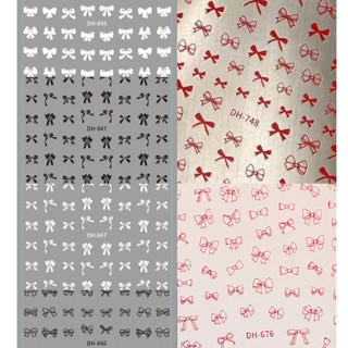 Sticker Nơ 3D mẫu mới siêu HOT, Miếng dán móng tay nơ màu đen, trắng siêu xinh