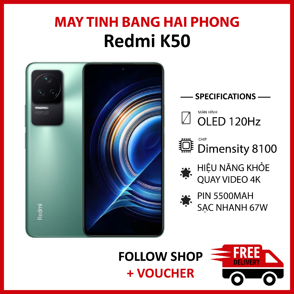 Điện thoại K50 5G rom quốc tế, RAM 12/256GB chip Dimensity 8100 màn hình OLED phân giải 2K