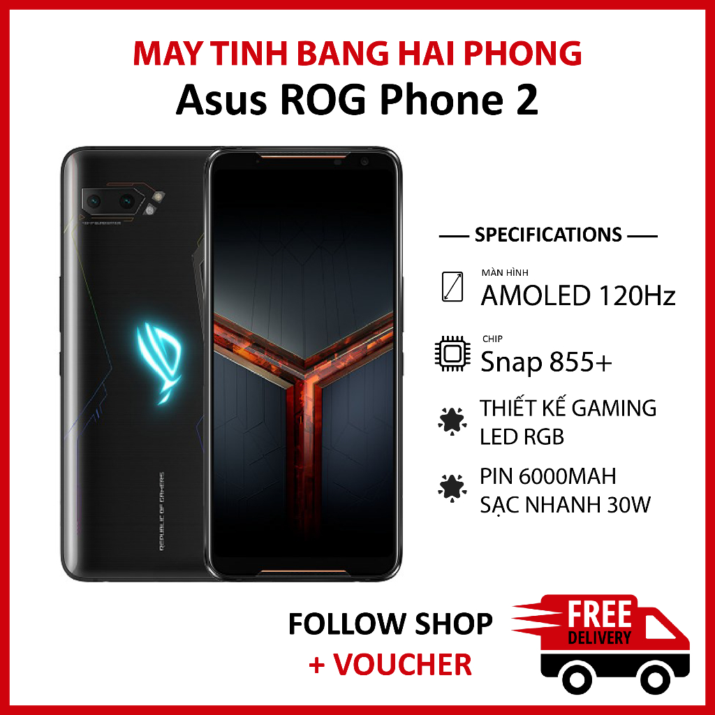 Điện thoại Asus ROG Phone 2 RAM 8/128GB chip Snapdragon 855+ thiết kế gaming