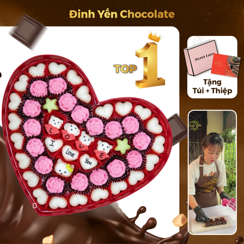 Hộp quà socola valentine, quà tặng chocolate, ngày lễ tình nhân 14-2, ngày 14-3, ngày 8-3