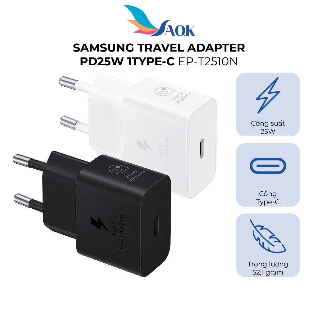 Cốc sạc Samsung Travel Adapter PD25W 1Type-C EP-T2510N - Hàng chính hãng